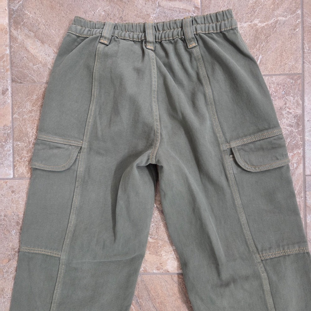 Pacsun Elastic Waist Cargo Pants Olive Green Straight Leg Utility Size S - Picture 7 of 10
